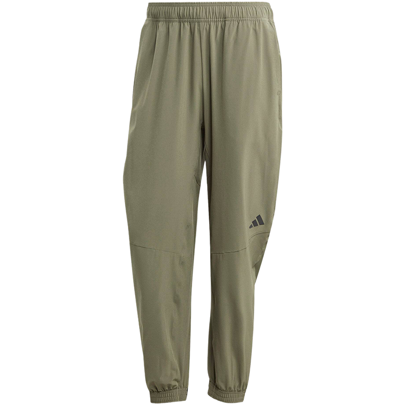 adidas Designed For Training 拼色Logo标识松紧腰束脚运动裤 男款 橄榄绿 HY3793