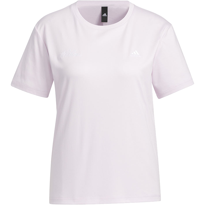 adidas Rco Graphic 纯色Logo标识运动休闲短袖T恤 女款 粉色 IP7098