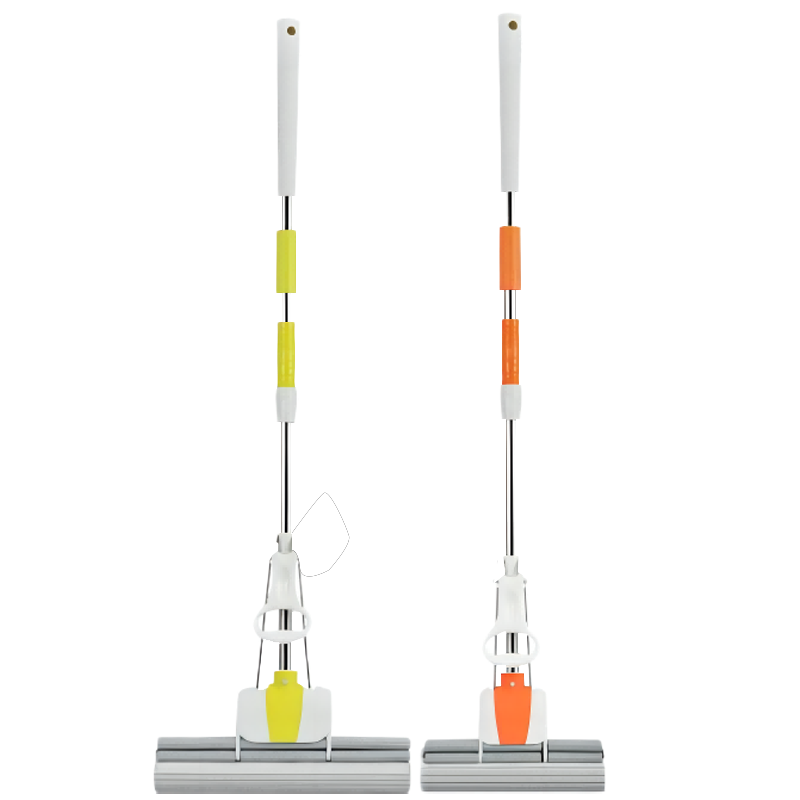 紫萱依韵 懒人夹拖胶棉免手洗吸水对折式平板挤水弹性海绵拖把38cm 1把(绿色38cm)