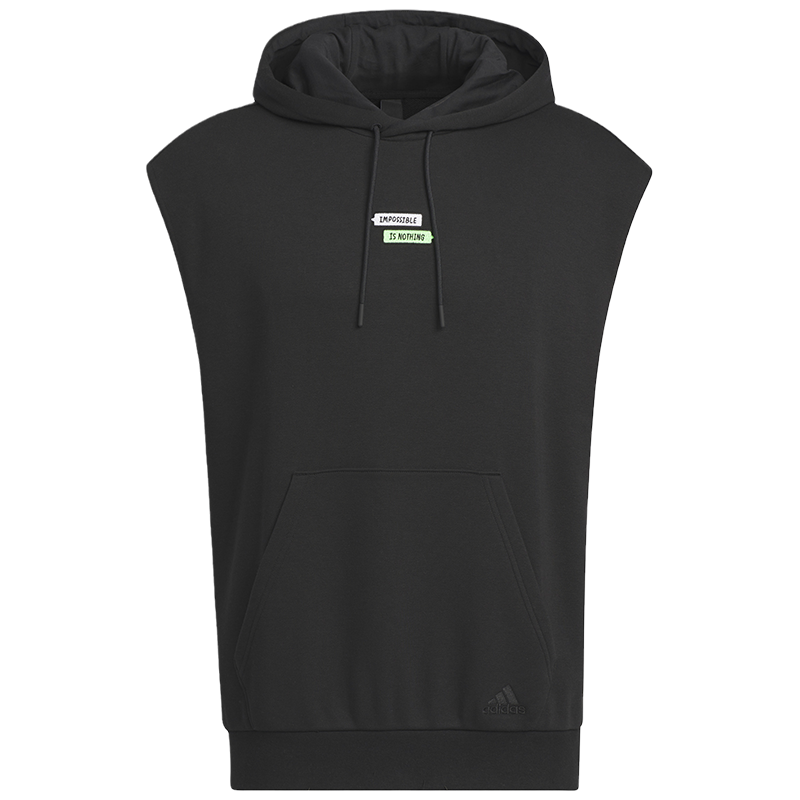 adidas x SEEBIN 联名款 SS23 自在玩家系列 运动休闲无袖连帽卫衣 男款 黑色 IA8152