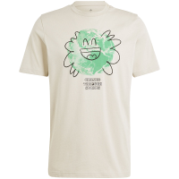 adidas 地球水花图案圆领印花针织短袖T恤 男款 米色 IL5407