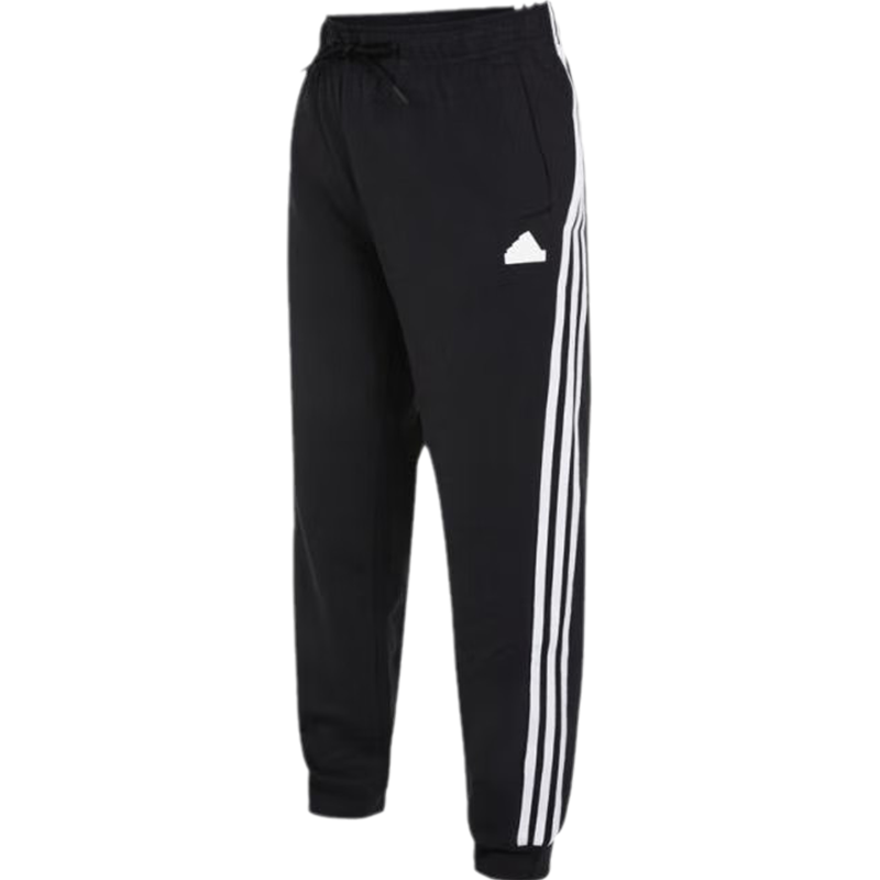 adidas 三条纹拼色徽标Logo针织运动裤 女款 黑色 IT6339