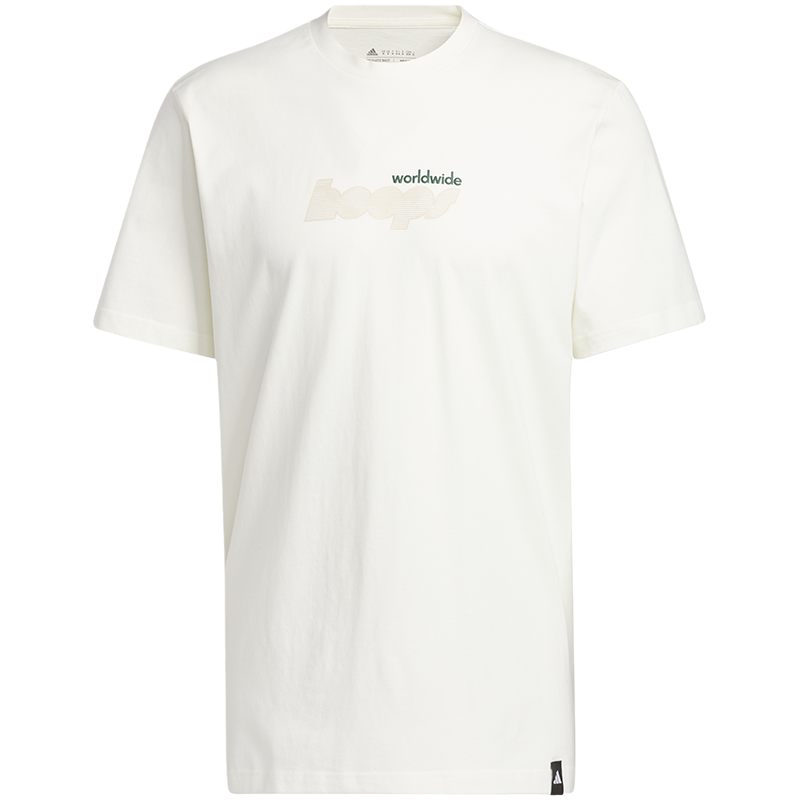 adidas 字母印花篮球运动圆领短袖T恤 男款 汉玉白 IM4616