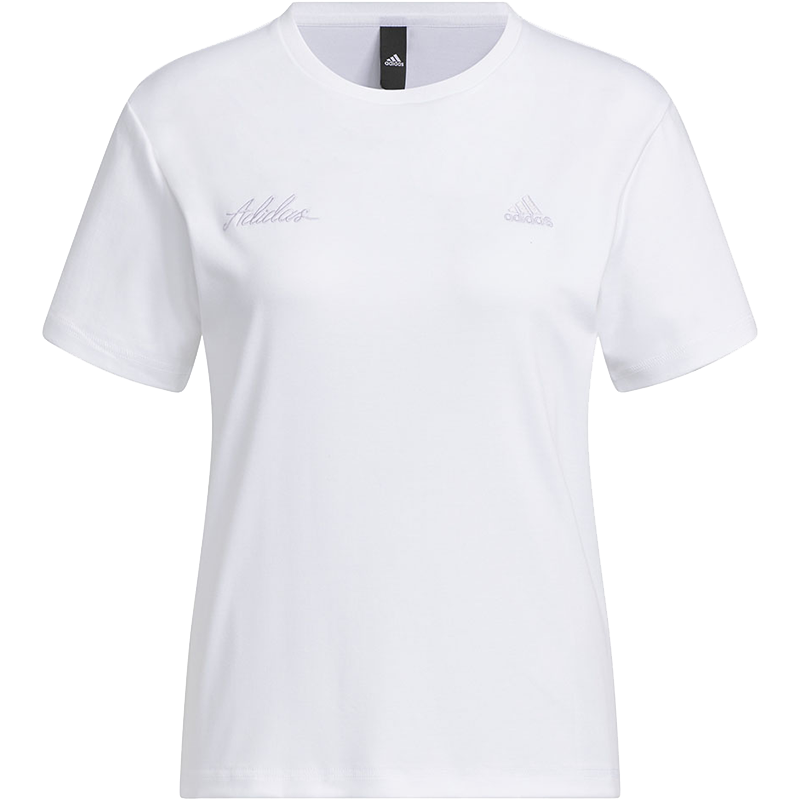 adidas Rco Graphic 纯色Logo标识运动休闲短袖T恤 女款 白色 IP7097