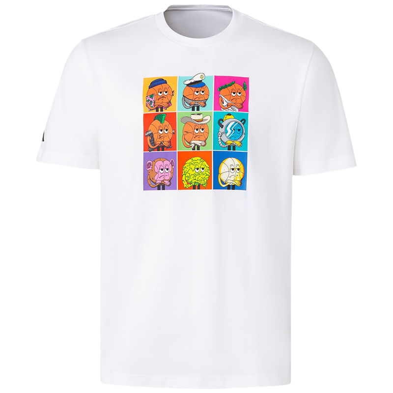 adidas Metaverse 卡通图案印花篮球运动短袖T恤 男款 白色 IS0401