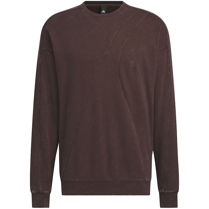 adidas 武极系列 纯色Logo标识运动休闲圆领卫衣 男款 暗灰棕 IS0454