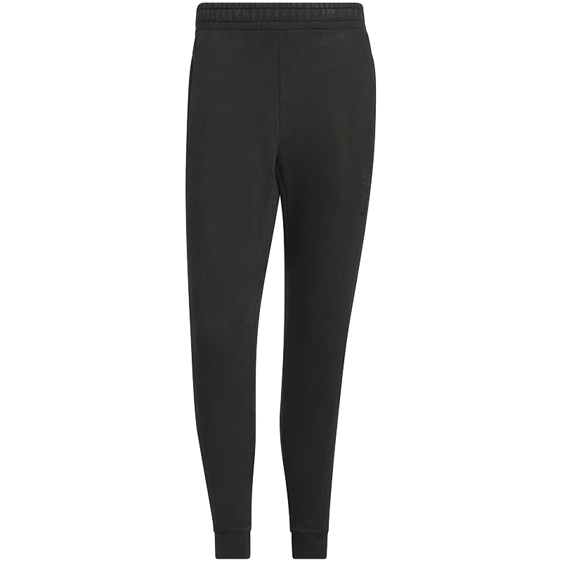 adidas 武极系列 纯色Logo标识松紧腰束脚针织运动裤 男款 黑色 IS0446