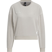adidas Lounge Sweatshirt 纯色标贴Logo运动休闲圆领卫衣 女款 浅灰 IW4034