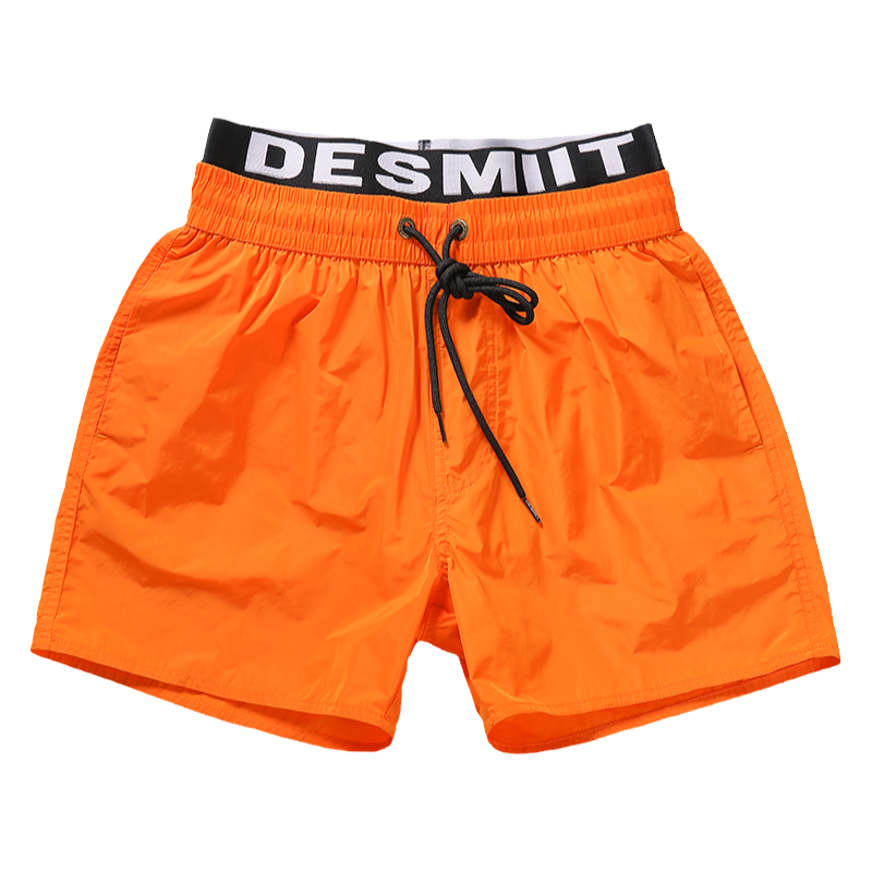 潮牌沙滩裤男 夏季新款假两件弹力字母印花腰带三分裤 速干可下水