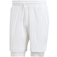 adidas 2n1 Short Pro 纯色网球运动短裤套装 男款 白色 IA7101