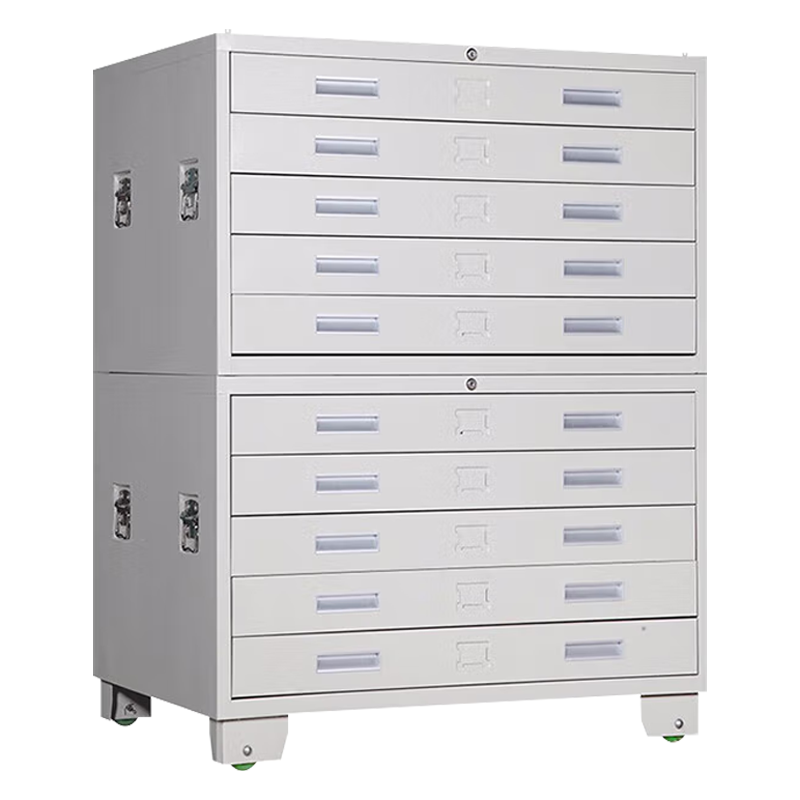 初嘉(CJ)钢制铁皮柜0号地图柜底图柜资料柜工程图纸柜收纳柜 双节带轮