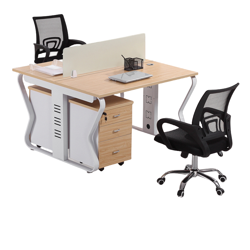 易企采 1200*1200*750mm双人位含柜椅 职员办公桌 员工位电脑桌电话销售屏风卡座财务屏风工位