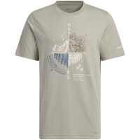 adidas Mountain Tee 图案印花户外运动短袖T恤 男款 卵石银灰 IT8847