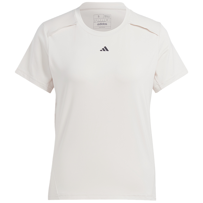 adidas Power Tee 纯色Logo标识运动圆领短袖T恤 女款 亚麻棕 IN6209