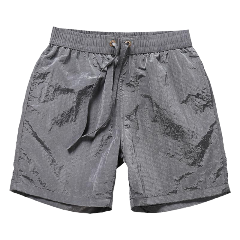 深色沙滩裤男士高级感纯色四分裤 新款海边冲浪游泳双层速干短裤