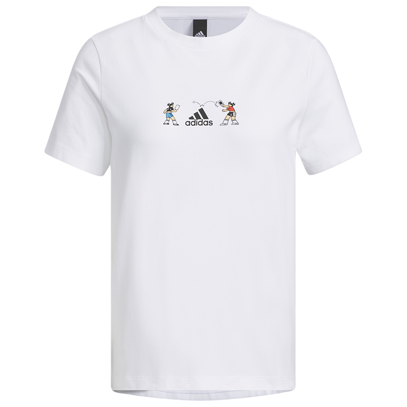 adidas Graphic Logo Tee Logo徽圆领短袖T恤 女款 白/浅灰 HY2861
