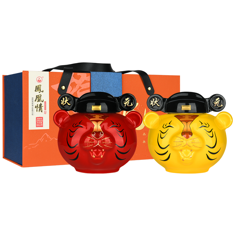 凤凰情 54度势如虎500ML*2瓶装高度白酒粮食酒双支礼盒装