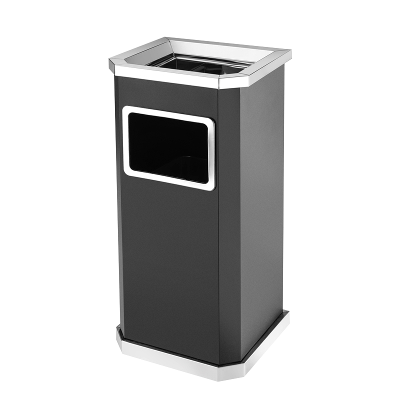 乙壬不锈钢垃圾桶烟蒂柱灭烟桶带烟灰缸室外电梯口立式黑色靠墙氏侧开口