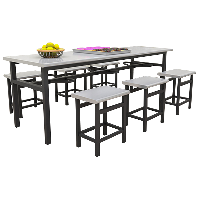 乙壬不锈钢冷轧钢餐桌学生食堂公司职员户外桌椅组合1.6米餐桌+6把椅