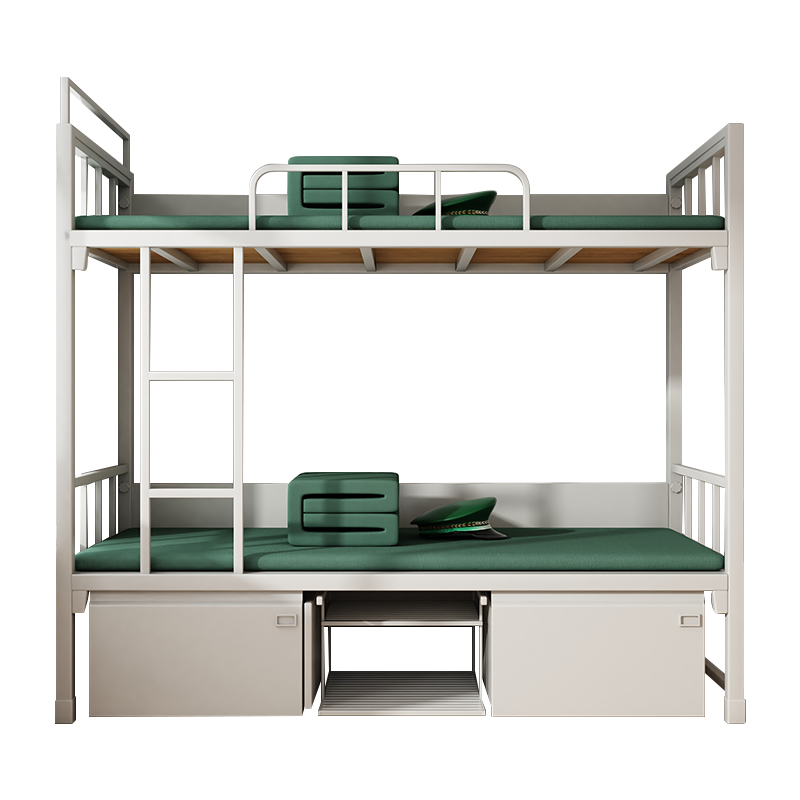 初嘉(CJ)制式营具双人床营房宿舍铁架床双层高低床上下铺钢制组合床公寓床含床下柜