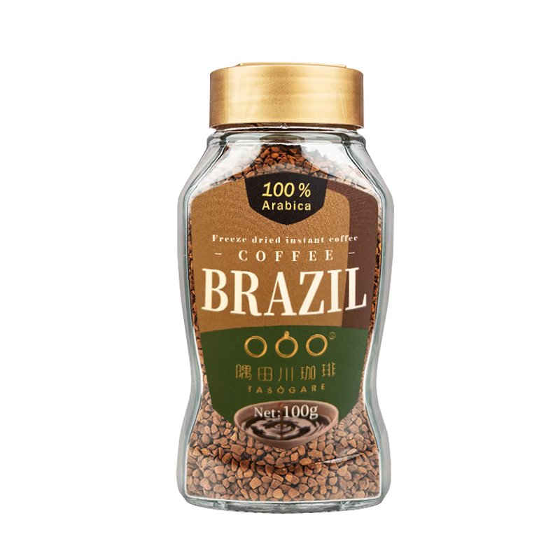 隅田川进口速溶纯黑咖啡粉意式巴西冻干冰美式100g*2瓶