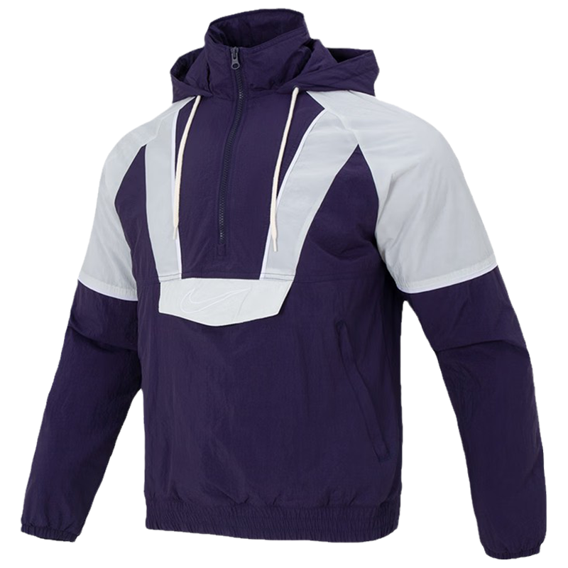 Nike 撞色连帽套头运动夹克 男款 深蓝色 FB7114-555