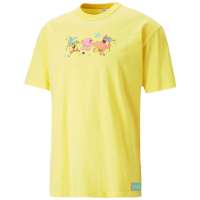 PUMA x SPONGEBOB 联名款 卡通印花圆领套头短袖T恤 男女同款 活力黄 620691-60