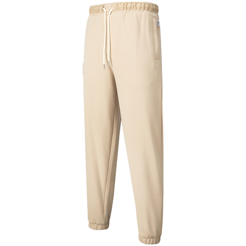 PUMA 纯色系带针织束脚休闲裤 男女同款 燕麦色 539665-88