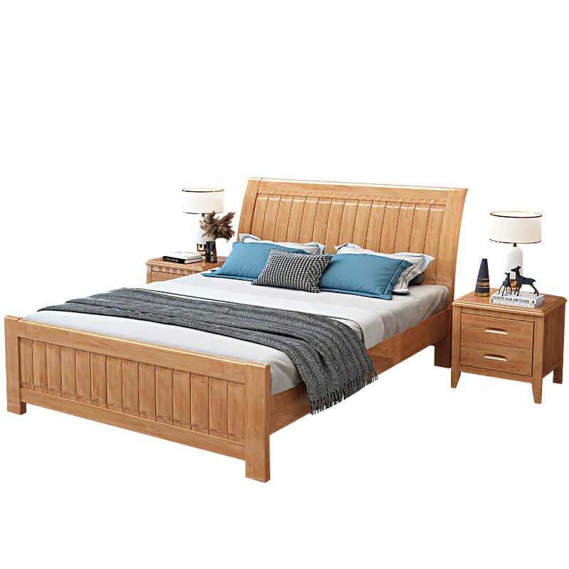 质凡现代简约经济实木床 1.8米床