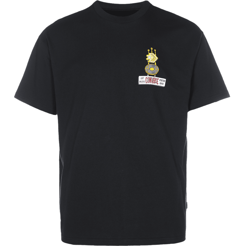 Converse 卡通印花运动休闲短袖T恤 男款 黑色 10023258-A02