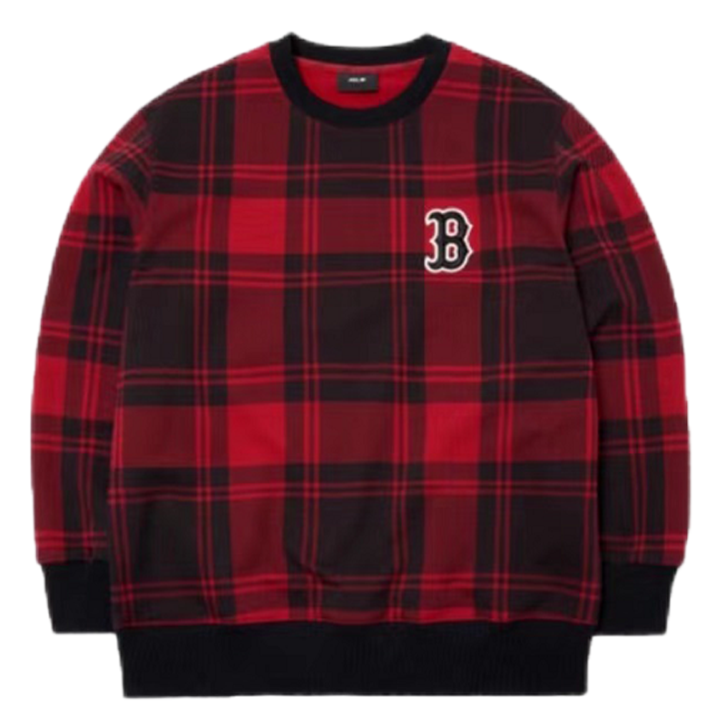 [可扫码识别]MLB 休闲格子卫衣 秋季男女款宽松套头长袖卫衣