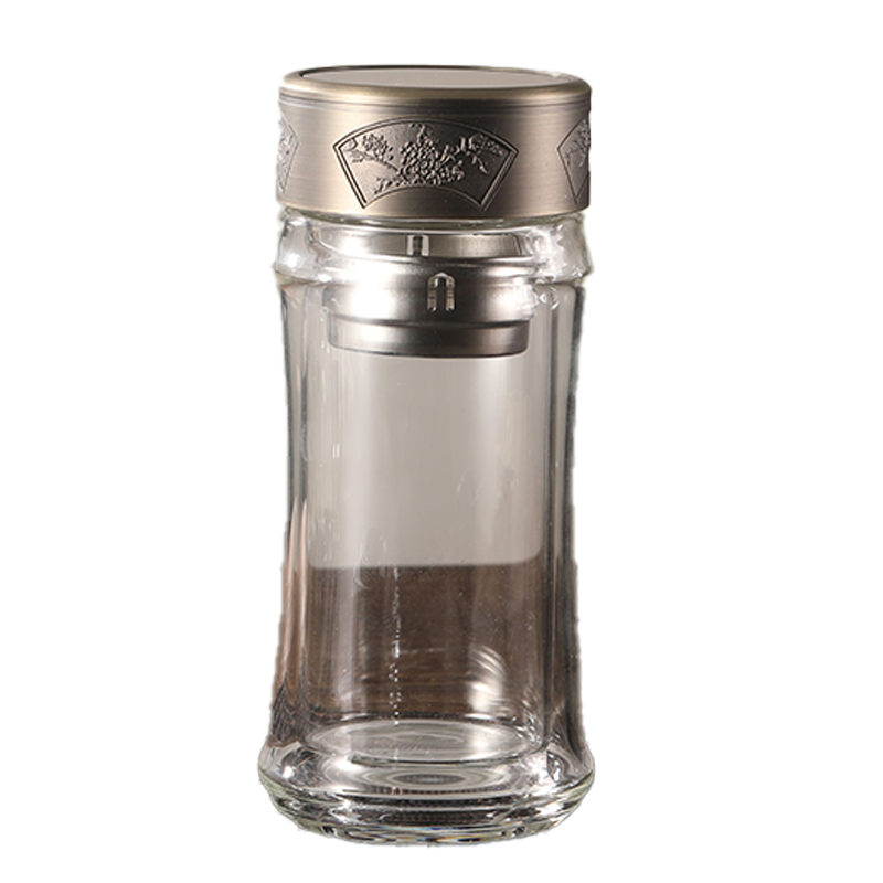 竹节杯300ml玻璃杯带304不锈钢茶漏冲泡绿茶杯男女创意家用办公