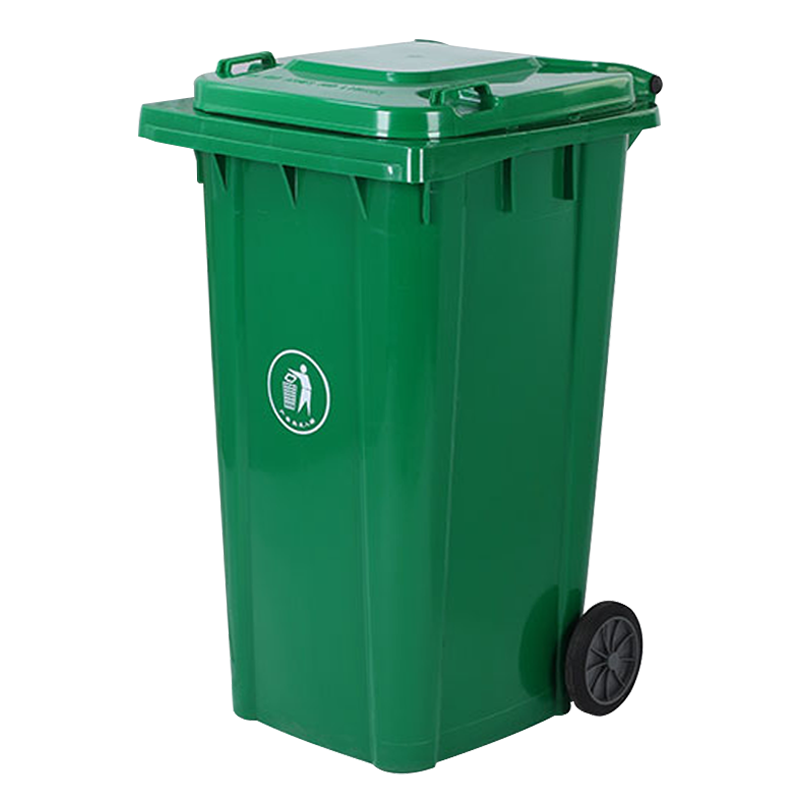 渭星户外垃圾桶大号商用小区室外分类环卫桶带盖塑料筒240升特厚挂车桶配盖+穿心轮轴