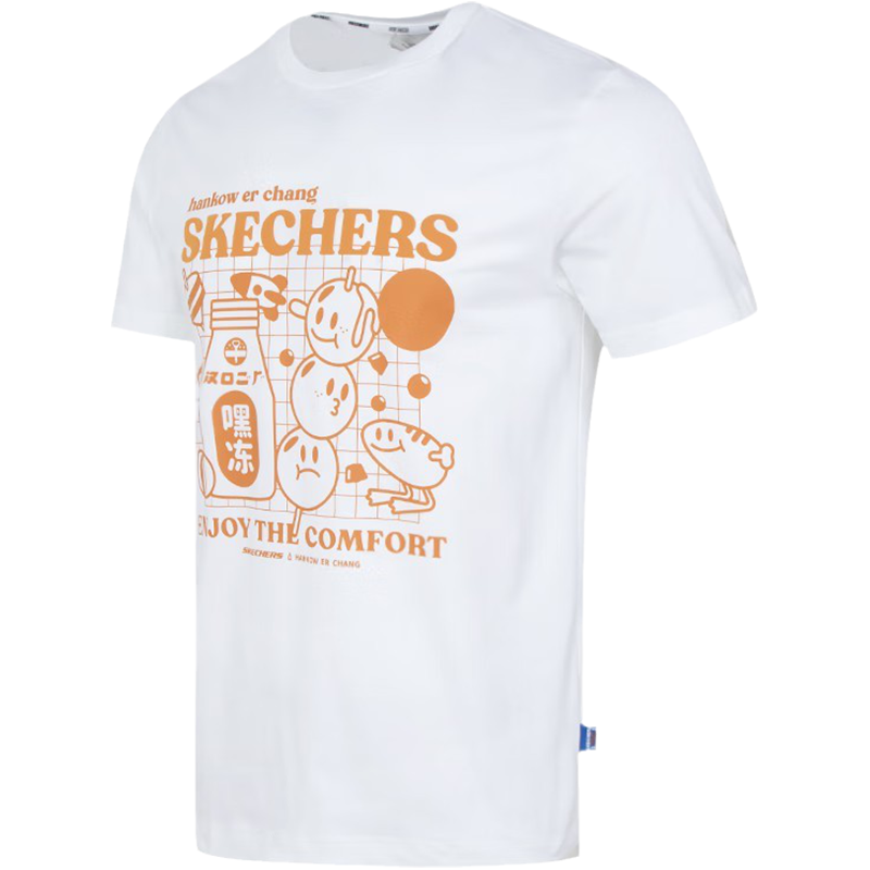 Skechers 卡通印花休闲短袖T恤 男款 亮白色 L223M019-0019