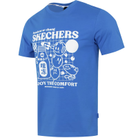 Skechers 卡通印花休闲短袖T恤 男款 普蓝 L223M019-000M