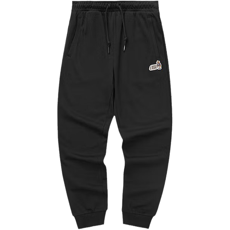 Skechers 爆笑怪兽系列 纯色中腰束脚针织运动裤 女款 碳黑 L322W003-0018