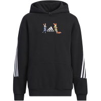 adidas x Disney 联名款 童装 卡通动漫图案印花连帽套头卫衣 男童 黑色 IB7746