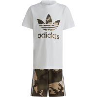 adidas originals 童装 Logo字母印花短袖T恤迷彩短裤分体套装 男童 套装 IC2132