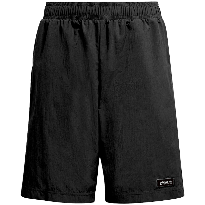 adidas 童装 薄款透气品牌Logo字母松紧运动短裤 男童 黑色 IC5390