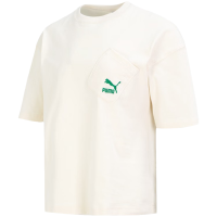 PUMA Logo印花运动休闲圆领短袖T恤 女款 米白色 620335-65