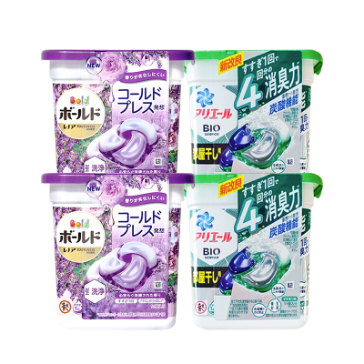日本宝洁洗衣凝珠4盒组合装 碧浪4D啫喱花香洗衣球P&G洗衣液强力去污原装进口