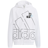 adidas 童装 品牌大Logo印花连帽夹克外套 男童 白色 HM5235
