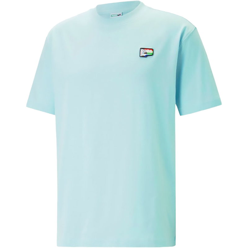 PUMA 纯色圆领套头短袖T恤 男女同款 浅水绿 620730-21