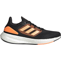 adidasPureboost 22 防滑耐磨轻便 低帮 跑步鞋 男款 黑橙 HQ8586