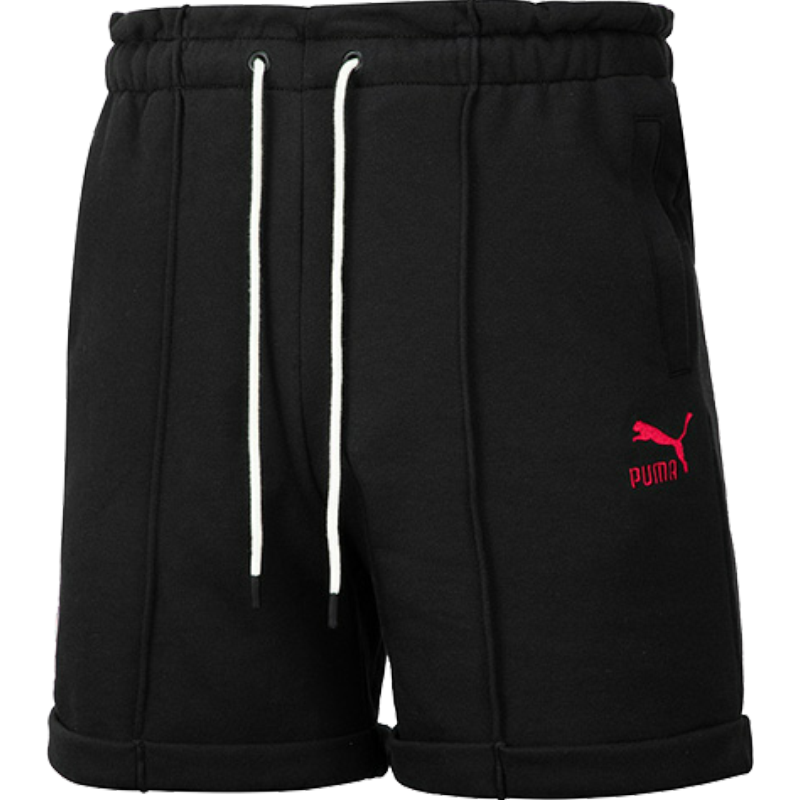 PUMA Logo刺绣抽绳宽松短裤 女款 黑色 623256-01