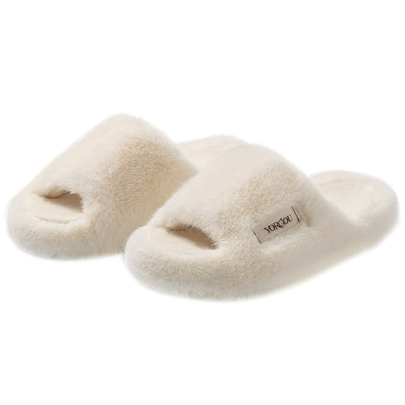 远港毛毛拖鞋女外穿秋冬季居家厚底保暖防滑办公室毛绒棉拖男冬天