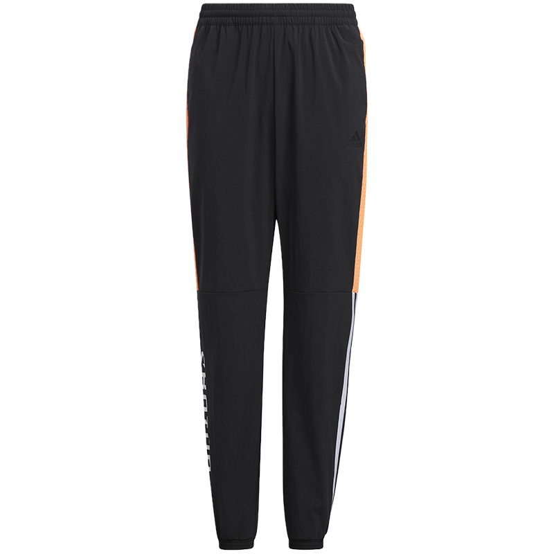 adidas Jk New Pnt 童装 松紧腰字母印花束脚运动裤 男童 黑色 HM5249