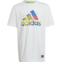adidas x LEGO联名款 童装 Logo运动透气短袖T恤 男童 白色 HB9878