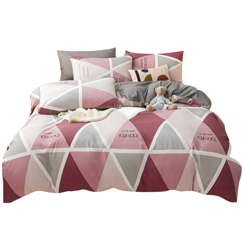 紫萱依韵 亲肤植物棉印花双人床四件套活性印染床上用品四件套 1套