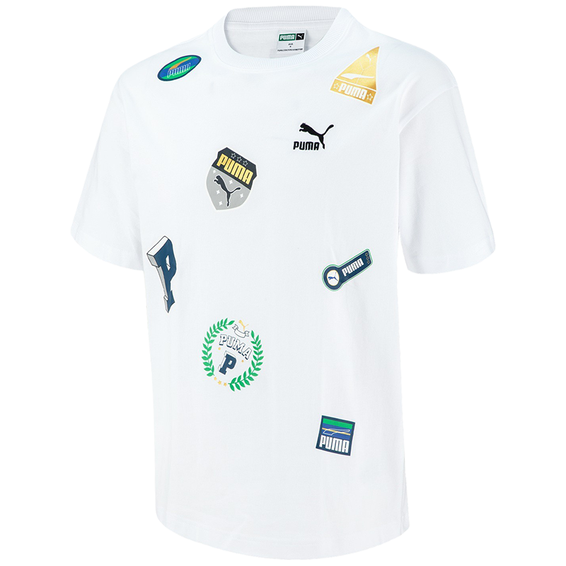 PUMA Logo印花圆领短袖T恤 男女同款 白色 623248-02